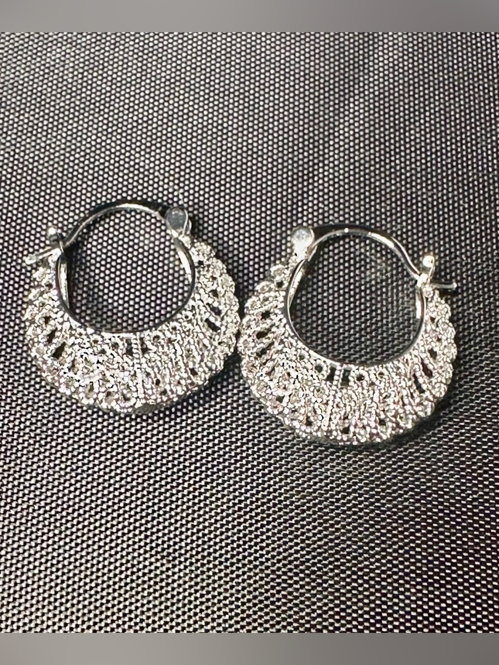 Silver Tone Filigree Hoop Earrings Textured Statement NWOT